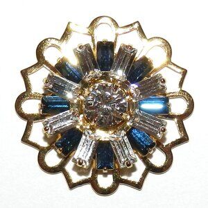 New Montana Blue & Crystal Gold 26mm Flower Swarovski Component 6pc SCSC1905